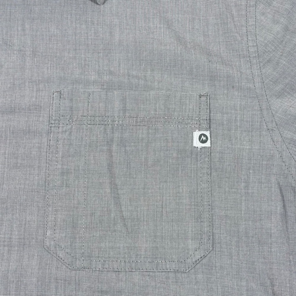 Marmot Mens Gray Short Sleeve Button Down Shirt H43090 Size Large Pocket Hiking - Picture 2 of 11